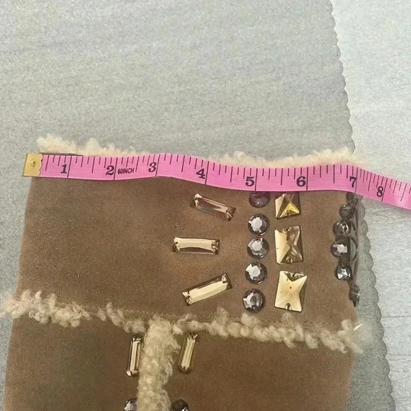 [US 7] TORY BURCH Suede Whipstitch Trim Mid Calf  Boots - Picture 13 of 16